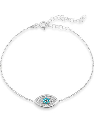 Silver Renk Taşlı Evil Eye Fashion Bileklik
