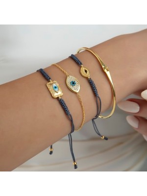 Old Renk Floral Evil Eye Fashion Bileklik