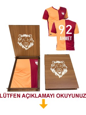 Galatasaray Lisanslı Kişiye Özel Isim ve Numara Baskılı Forma Aslan Ahşap Kutulu