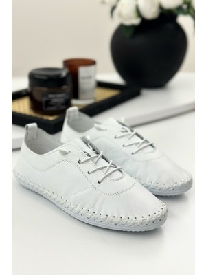 Zerenyus Derinyus %100 Hakiki Deri Çarık - Beyaz