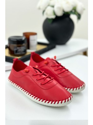 Zerenyus Derinyus %100 Hakiki Deri Çarık - Kırmızı