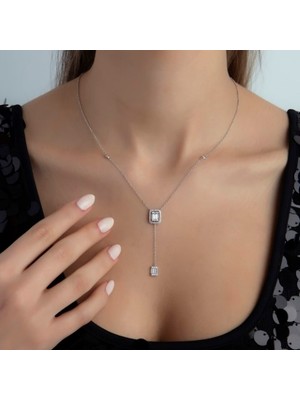 Zircon Baget Kesim Minimal Kolye