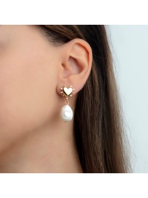 2025 Özel Renk Kaplama Barok Inci Kalp Design Ithal Fashion Küpe