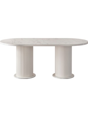 EDSY HOME Mermer Desen Oval Masa ( Ayaklar Plastik )