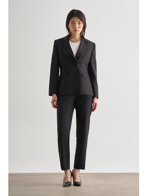 Mizalle Siyah Tek Düğme Klasik Blazer Ceket