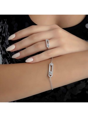 Silver Renk Dancing Taşlı Ithal Fashion Yüzük (Msk)