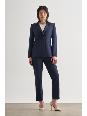 Mizalle Lacivert Tek Düğme Klasik Blazer Ceket