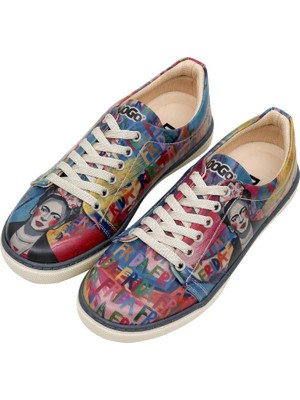 Kadın Vegan Deri Çok Renkli Sneakers - Frida-Kahlo-In-Letters Tasarım