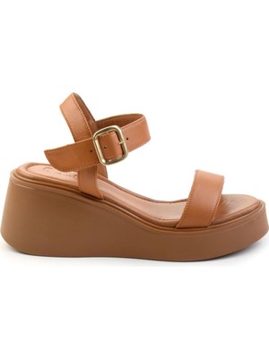 Bambi Taba Leather Kadın Sandalet K05359032203