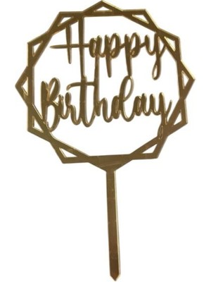 Pastaland Happy Birthday Yazılı Çerçeveli Aynalı Pleksi Altın