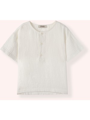 Erkek Bebek Yumuşak Dokulu Beyaz Müslin Gömlek