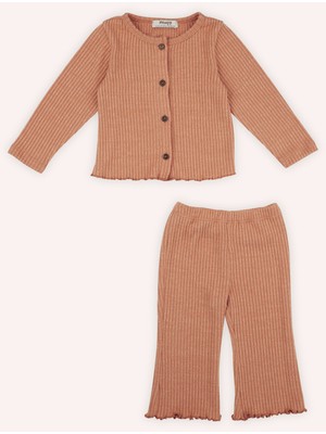 Kız Bebek Yumuşak Dokulu Kiremit Örme Triko Takım