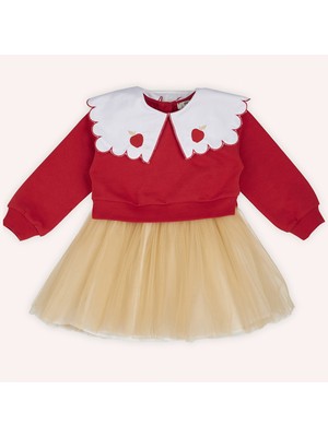 Kız Bebek Geniş Yakalı Kırmızı Elbise