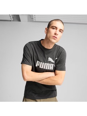 Puma Ess No.1 Logo Heather Tee Erkek Antrasit Spor Tişört - 682550 07