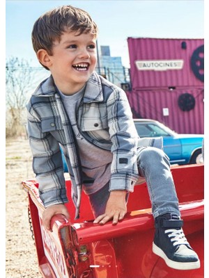 Mayoral 8445865462877 Mayoral Erkek Çocuk Ekoseli Ceket  Gömlek Gri 4462