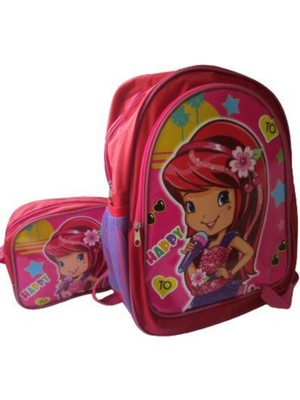 Kız Çocuk Beslenmeli Okul Sırt Çantası - 3 Bölmeli Fermuarlı Ilkokul Ortaokul ve Beslenme Çantası