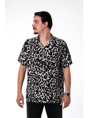 Sör Bülend Büyük Beden Gömlek Leopar Desenli