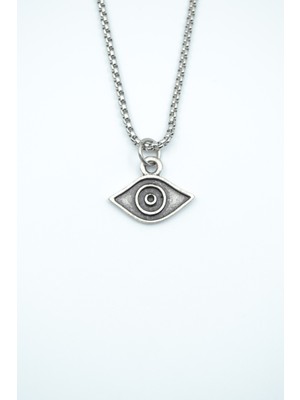 Bu Farklı Minimal Göz Örme Zincir Kolye - Gümüş Kaplama - Erkek Kadın Kolye - NO:1366