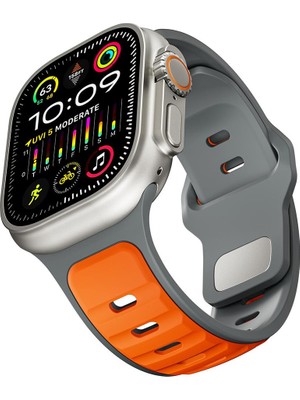 AktarMobile Apple Watch Ultra / Ultra 2 49 mm Uyumlu Silikon Kordon Çift Renkli Premium Spor Tasarım Kayış