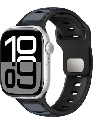 AktarMobile Apple Watch 10 / 11 46 mm Uyumlu Silikon Kordon Çift Renkli Premium Spor Tasarım Kayış