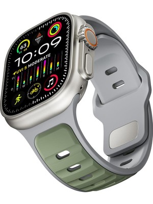 AktarMobile Apple Watch Ultra / Ultra 2 49 mm Uyumlu Silikon Kordon Çift Renkli Premium Spor Tasarım Kayış