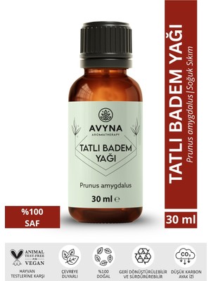 AVYNA Tatlı Badem Yağı 30 ml Soğuk Sıkım Saf ve Doğal (Sweet Almond Oil)