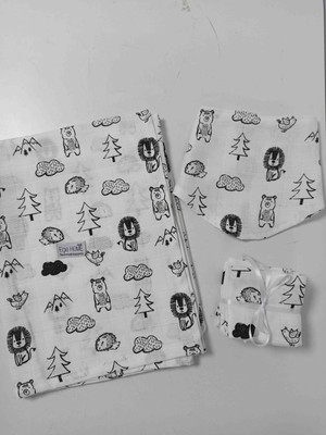 Ege Home Müslin Örtü, Önlük ve 6 Lı Mendil Seti