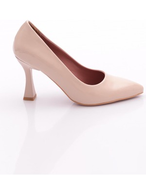 DGN 660-22Y Kadin Sivri Burun Parmak Dekolteli Galvaniz Ökçe Topuklu Ayakkabi