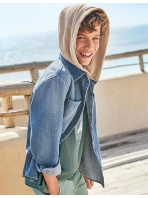 Mayoral Erkek Çocuk Denim Kapişonlu Gömlek 6120