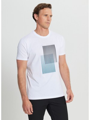 Altınyıldız Classics Bisiklet Yaka Baskılı Beyaz Erkek T-Shirt ACE091252410_BYZ