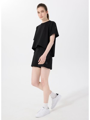 Discovery Expedition D5SL-SHT3575 Siyah Lastikli Bel Relaxed Düz Kadın Şort