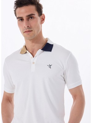 Fabrika Düz Kırık Beyaz Erkek Polo T-Shirt F5SM-TST 2081