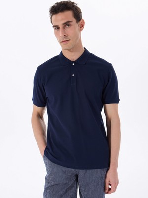 Fabrika Düz Lacivert Erkek Polo T-Shirt F5SM-TST 2741