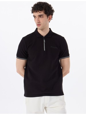 Discovery Expedition D5SM-TST3718 Siyah Relaxed Düz Erkek Polo T-Shirt
