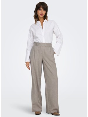 Only Yüksek Bel Rahat Kahve Kadın Pantolon Onllında Hw Str Mel Pants Tlr Noos