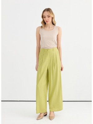 Selen Normal Bel Standart Yeşil Kadın Pantolon 25YSL5356
