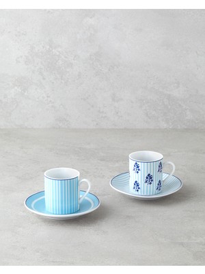 English Home Rapture Porselen 4 Parça 2 Kişilik Kahve Fincan Takımı 80 ml Mavi