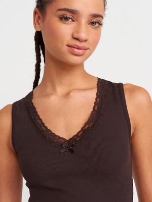 Dilvin 31778 Dantel Detaylı Top-Koyu Kahve