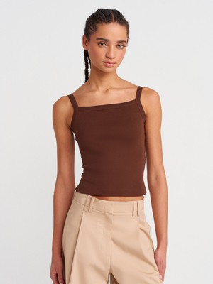 Dilvin 21049 Kare Yaka Askılı Top-Açık Kahve