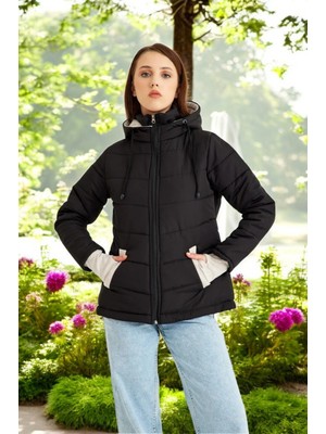 Kışlık Su Geçirmez Kısa Rahat Şişme Kadın Mont