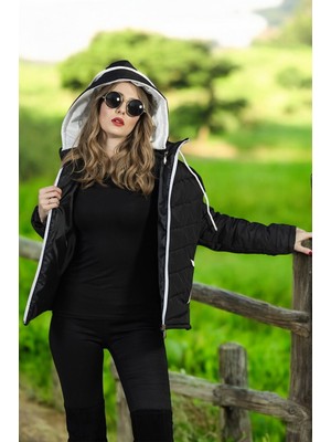 Kısa Kapüşonlu Kışlık Şişme Mont