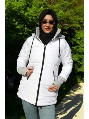 Kışlık Eldiven Detaylı Su Geçirmez Kadın Şişme Mont