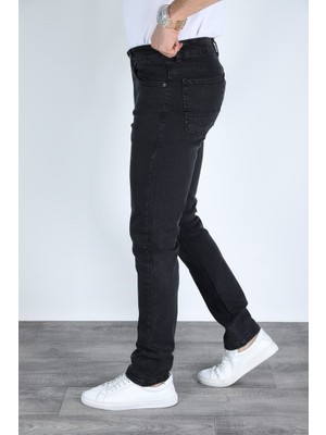 Erkek Regular Fit Rahat Kesim Denim Siyah Jeans