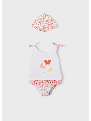 Mayoral Kız Bebek Şapka Tişört Bikini Altı 3 Lü Plaj Set 1620