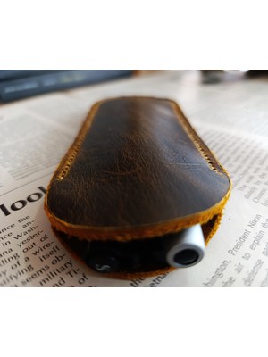 Crazy Hors Gerçek Deri Tamamen El Emeği Kalemlik Kalem Kutu 16,5 cm 6,9 cm Ebatlarında Ld4