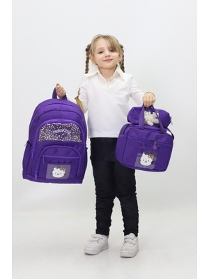 Probag Kız Çocuk Hello Kitty Temalı 3’lü Okul Çanta Seti Sırt Çantası Termal Beslenme Çantası Kalemlik