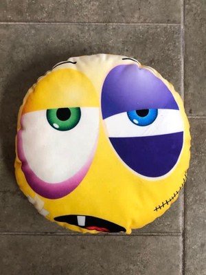 Azoy Emoji Espirili Karikatür Temalı Yuvarlak Oyuncak 32CM Sarı Yumoş Yastık