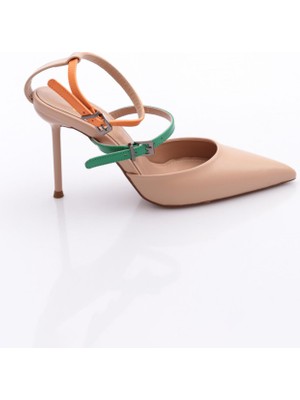 Dgn K5055 Kadin Sivri Burun Parmak Dekolteli Ince Topuklu Ayakkabi