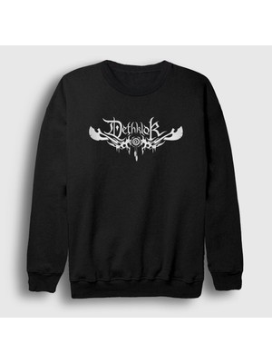 Presmono Unisex Siyah Logo Deathklok Metal Sweatshirt