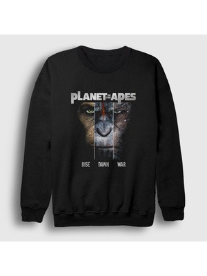 Presmono Unisex Siyah Planet Of The Apes Maymunlar Cehennemi Sweatshirt